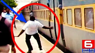 Train Accident|Man Falls From Train|Live Train Accident|Railway Crossing Dangerous Accident|6 Media