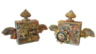 Steam Punk Mixed Media Winged boxes with Rust Paste