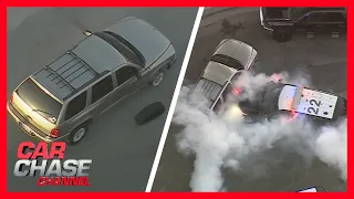 Full Car Chase: Wheels fall off stolen SUV, chase ends in smokey standoff | Car Chase Channel