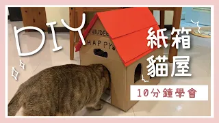 10分鐘學會DIY紙箱貓屋 【How to Make a Cardboard Cat House】