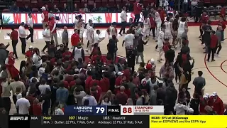 Stanford upsets #4 Arizona and fans celebrate on the court