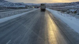 slow down on ice. I-80 Wyoming