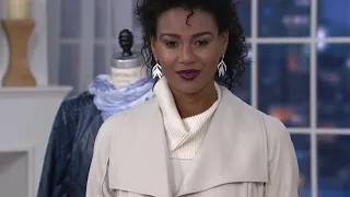 H by Halston Cascade Zip-Front Knee-Length Coat on QVC