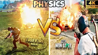 FREE FIRE MAX VS PUBG NEW STATE (PHYSICS) COMPARISON IN ULTRA HDR 😱