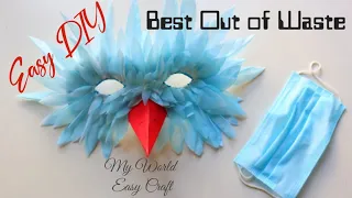 Best Out Of Waste Surgical Mask |  Bird Mask | Easy Wall Decoration Ideas | Recycled Material Craft