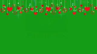 Hanging hearts with blinking stars | Green Screen Library