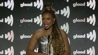 Jennifer Hudson accepts the Excellence in Media Award at the GLAAD Media Awards