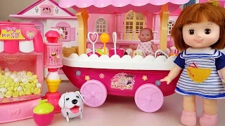 Baby doll Ice cream car and popcorn play doh toys with baby house