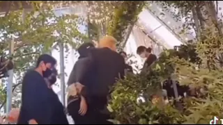 J-Hope and RM at Jiwoo's wedding (Rm's arrival) (J-Hope interacting with the guests)