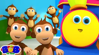 Five Little Monkeys, Nursery Rhyme & Cartoon Video for Babies by Bob The Train