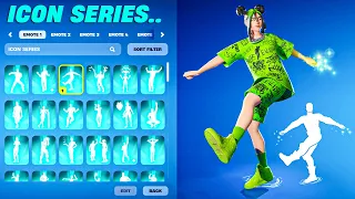 ALL FORTNITE ICON SERIES & NEW TIKTOK EMOTES! (Billie Eilish)