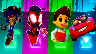 Sonic Exe- Marvel's Spidey and His Amazing Friends- Paw Patrol Exe- Lightning McQueen -- Tiles Hop