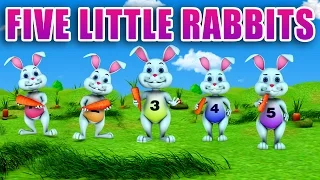 Five Little Rabbits Jumping on the Bed Nursery Rhyme | Lollipop Kids TV