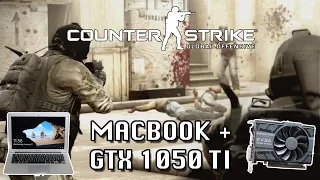 CS:GO on a MacBook + GTX 1050 Ti (Medium, 1080p, Thunderbolt 1)