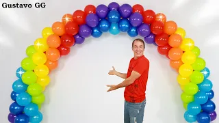 balloon decoration ideas 🤩 rainbow balloon arch - birthday decoration ideas at home - tutorial