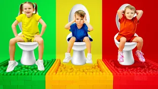 Défi trois couleurs avec toilettes