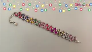 Multicolour Seed beads bracelet/Jewelry making at home/Pulsera Tutorial diy