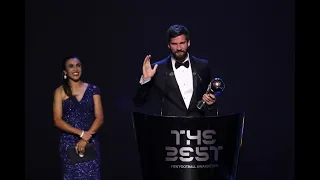 Alisson Becker reaction | The Best FIFA Men’s Goalkeeper 2019