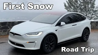 First Snow 2022 Tesla Model X Long Range Road Trip!