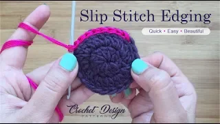 Crochet Quick Tip #7: how to crochet a Slip stitch edging Easiest Border for beginners
