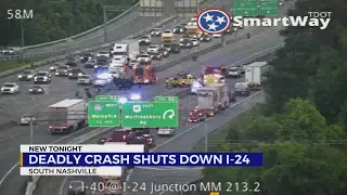 Deadly crash shuts down I-24E between I-40 and I-440 in South Nashville