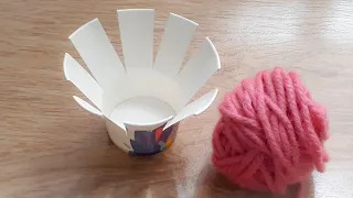 DIY Vase from Disposable Paper Cup & Wool|Woollen Craft ideas|Best  from Waste Crafts|Quicky Crafts