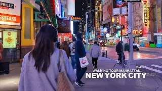 NEW YORK CITY - Manhattan Winter Season, Evening Walk 8th Avenue, Travel, USA, 4K