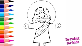 Como dibujar a Jesús Cristo fácil para niños/How to draw Jesus Christ easy for children #shorts