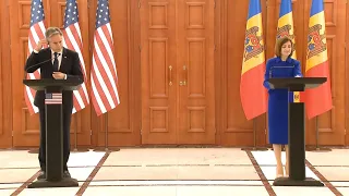 Secretary Antony Blinken holds press conference with Moldovan President Maia Sandu