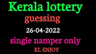 Kerala lottery guessing 26-04-2022 single namper only