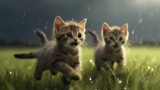 😺 cute kitten got rained on - poor cute kitten - nature sound rain 💦.