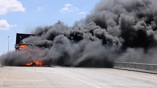 Jacksonville Fire Rescue Department  responds to burning commercial vehicle