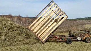 Подборщик сена, самодельный. Разгрузка