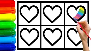 How to draw six hearts for kids step by step | 子供のために6つのハートを段階的に描く方法 | 단계별로 아이들을위한 여섯 개의 하트를 그리는 방법