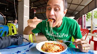 Eating SPICY FIRE NOODLES  🔥 🌶️ + Sacred Temple | Nakhon Phanom, Thailand
