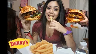 DENNY'S BOURBON BACON BURGER WATCH ME EAT! MUKBANG EATING SHOW • EAT WITH ME