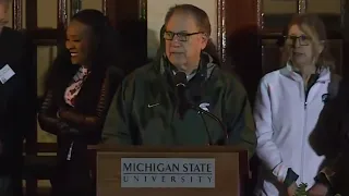 Michigan State basketball coach Tom Izzo speaks at MSU mass shooting vigil