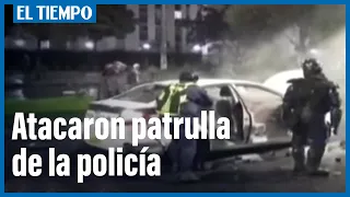 Con piedras y bombas molotov, manifestantes atacaron una patrulla de la policía | El Tiempo