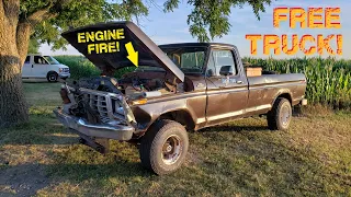 BURNT Truck Revival?? 1979 F150 First Start Since ENGINE FIRE!