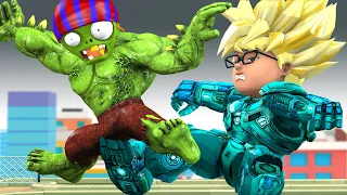 Hero Nick Hulkbuster vs Team Zombie Alien protect city - Scary Teacher 3D Save City Animation