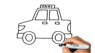 How to DRAW a TAXI Easy Step by Step