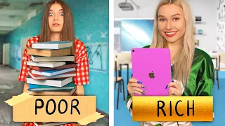RICH STUDENTS VS BROKE STUDENTS || Funny Situations At School by 4 Girls