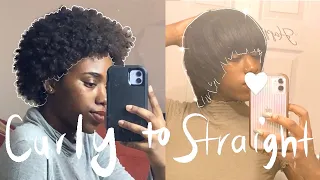 How To Straighten Short Natural Hair at home NO HEAT DAMAGE