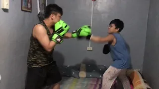 Father and son boxing fight