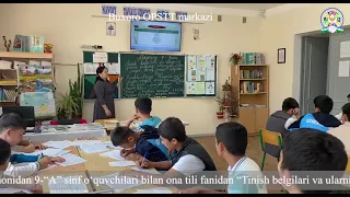 ona tili fanidan "Tinish belgilari va ularning nutqdagi ahamiyati" mavzusida ochiq dars òtkazildi.