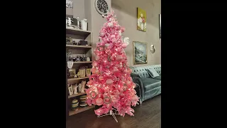 Новогодняя искусственная ёлка  элитная яркая розовая заснеженная  изюминка в вашем доме.