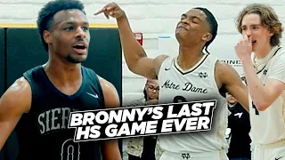 Bronny James FINAL High School Game Ever! EMOTIONAL Ending! Sierra Canyon vs Notre Dame State Semis