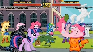 Mugen : Team Twilight Sparkle & Godzilla  Vs Pinkie Pie & Pikachu (Request)