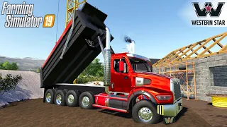 Farming Simulator 19 - WESTERN STAR 49X Truck Unloads Crushed Stone At Construction Site