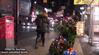 They had an unforgettable Christmas bushman prank in Toronto Canada